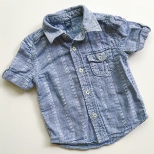 BabyGAP Boys Linen Button Down Blue Shirt (24Mo)